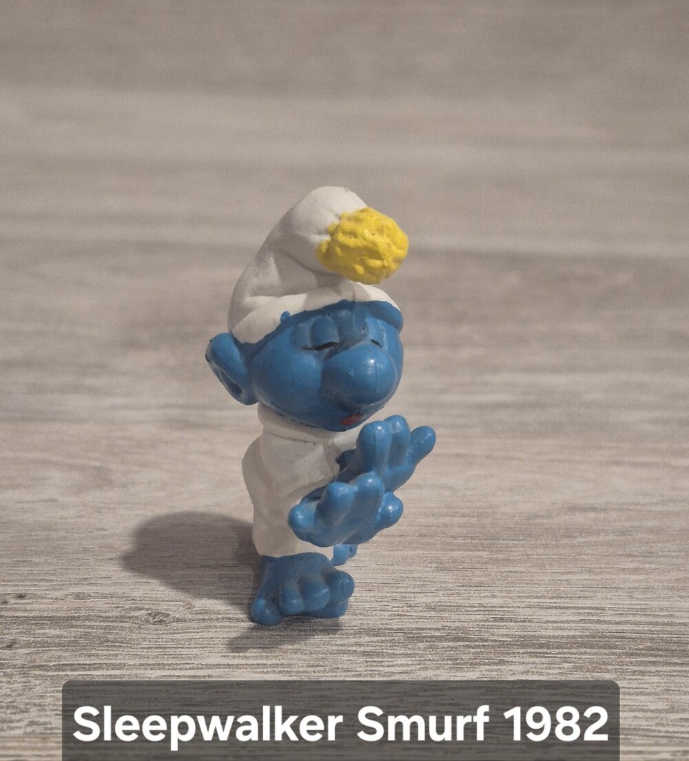 Vintage Sleepwalker Smurf Figurine